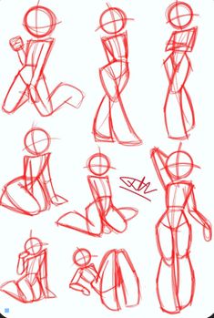 some sketches of people sitting and standing