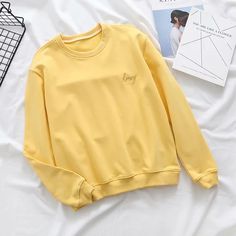 Sweet Like Honey, Sweatshirt Collection, Letter Sweatshirt, Sweatshirt Fits, Round Neck Sweater, Yellow Sweatshirt, Sweatshirts Online, Round Neck Sweaters, Formal Business