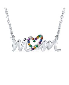 in stock Multicolor Jewelry Gift For Mom, Multicolor Heart Charm Necklace For Anniversary, Multicolor Heart Charm Jewelry For Mother's Day, Multicolor Heart Pendant Jewelry For Mother's Day, Multicolor Pendant Jewelry For Mother's Day, Multicolor Heart Necklace For Mother's Day Gift, Multicolor Heart Charm Necklace For Mother's Day, Sterling Silver Birthstone Name Necklace For Mother's Day, Multicolor Heart Pendant Necklace For Mother's Day