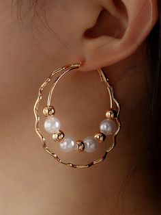 Buy Inexpensive Earrings at Zolucky online store, SPU: 294AEA8NEC58, Color: As Picture, Theme:All Season, Type:Hoop. Waterproof Slippers, Pearl Hoop Earrings, Geometric Earrings, Cultured Pearls, Accessories Earrings, Pearl Beads, Jewelry Inspiration, Double Layer, Faux Pearl