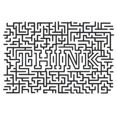 a black and white maze with the word think