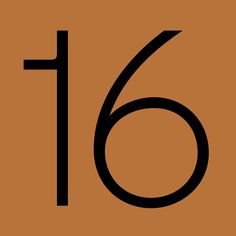 the number sixteen is shown in black on an orange background