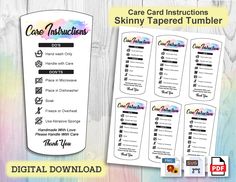 Sublimation Tumbler Care Instructions, Tumbler Care Card, Small Business Advice, Craft Knife, Cricut Craft Room, Messaging App, Care Card, Cricut Ideas, Craft Items