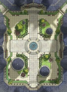 The Wizarding School Courtyard Battle Map School Courtyard, Grid Rpg, Garden Map, Hogwarts Games, Dnd World Map, Dnd Campaign, Battle Map, Fantasy World Map, Tabletop Rpg Maps