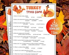 the turkey trivia game is on top of leaves