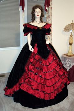 1850s Day Dress, 1880 Dress, Victorian Ball, Edwardian Costumes, Poofy Dress, Victorian Fashion Dresses, Red Evening Gowns, Victorian Gown, Wine Red Dress