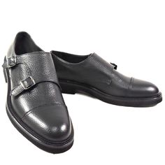 Made In Italy Leather Upper Leather Lining Vibram Sole Hand Made Shoes Free Gift Classic Black Monk Strap Shoes With Leather Sole, Black Monk Strap Business Shoes With Moc Toe, Black Moc Toe Monk Strap Shoes For Business, Black Monk Strap Shoes With Moc Toe For Business, Timeless Black Leather Shoes With Leather Footbed, Timeless Black Cap Toe Loafers, Black Leather Monk Strap Shoes, Semi-formal Black Monk Strap Shoes With Rubber Sole, Black Calf Leather Monk Strap Shoes With Leather Footbed