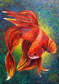 an acrylic painting of a goldfish