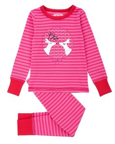 Long sleeve top with beautiful deer print motif print and stripes pajama set. Soft cotton, comfortable construction that your kids will love to wear. Color: Pink/Hot Pink Fabric: Jersey; 100% Cotton; Machine wash Girls Christmas Pajamas, Christmas Pyjamas, Striped Pyjamas, Deer Print, Cotton Pajama Sets, Cotton Pyjamas, Pyjama Set, Christmas Pajamas, Pink Fabric