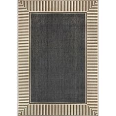 a black and white area rug with an border in the shape of a rectangle