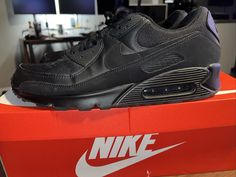 All of my shoes are well maintained and lightly worn. Looking to move on from my collection and everything I have has been taken care of. Let me know if you have any questions. Priced to sell. Elevate your sneaker game with these Nike Air Max 90 Triple Black sneakers. The sleek design features a low top shoe shaft style and textile upper material, perfect for any athletic occasion. The iconic Nike Air Max model was released in 2020 and boasts a stylish black color, with a style code of CN8490-003. These sneakers are perfect for men who value both fashion and function. With a US shoe size of 14, they are sure to fit comfortably and provide support during any activity. The Nike Air Max 90 Triple Black sneakers are a must-have for any sneakerhead looking to add a touch of style to their wardr Nike Air Max 90s Black, Air Maxes, Sneaker Games, Triple Black, Black Sneakers, Nike Air Max 90, Top Shoes, Sneaker Head, Low Top