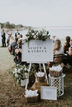 an outdoor wedding ceremony at the beach