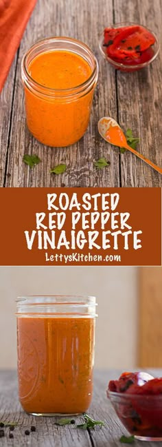 roasted red pepper vinaigrete in a glass jar