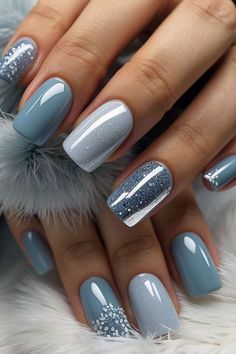 Jill Aesthetic, Nails Invierno, Manicure Nail Designs, Fancy Nails Designs, Makijaż Smokey Eye, July Nails, Blue Nail