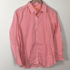 New Without Tags From Joe Fresh In A Women’s Size Medium. Orange And White Gingham Print, Long Sleeves, 100% Cotton. Preppy Gingham Tops For Spring, Spring Preppy Gingham Tops, Spring Gingham Preppy Tops, Preppy Gingham Shirt For Summer, Summer Preppy Gingham Shirt, Preppy Gingham Button-up Shirt, Spring Cotton Gingham Shirt, Classic Gingham Cotton Top, Spring Gingham Cotton Shirt