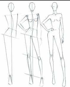 three female mannequins are shown in this drawing