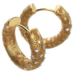 Indulge in the timeless elegance of our made to order Italian Gold Hoop Earrings, where luxury meets tradition in every gleaming detail. Handcrafted with care in Italy, these exquisite hoops are a celebration of sophistication and style. Each hoop features a delicate Sashiko pattern design, inspired by the intricate beauty of Japanese embroidery, adding a touch of artistry to your ensemble. Adorned with natural diamonds boasting a total weight of 0.16 Ct, these earrings sparkle with understated Sashiko Pattern, Gold Diamond Hoop Earrings, Japanese Embroidery, Sparkle Earrings, Diamond Hoop Earrings, Jewelry Earrings Hoops, Gold Hoop, Gold Hoop Earrings, Natural Diamonds