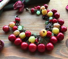 Red Cherry Gooseberry bracelet with onyx & coral Summer berry bright jewelry Garden Nature Botanical Red Dangle Charm Bracelet As Gift, Red Dangle Charm Bracelet For Gift, Handmade Cherry Colored Round Bead Jewelry, Unique Red Bracelet For Gift, Unique Red Bracelet As Gift, Red Dangle Bracelets As Gift, Red Bohemian Charm Bracelet For Gift, Bohemian Style Red Charm Bracelet For Gift, Buckeye Jewelry