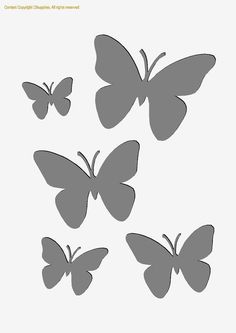 the silhouettes of four butterflies are shown in grey and white, as well as one is