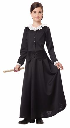 Susan B. Anthony Harriet Tubman 1800's Colonial Historical Child Costume Spooky Inspiration, Colonial Costume, Sleepy Hallow, Susan B Anthony, California Costumes, Book Week Costume, Harriet Tubman, Marie Curie, Lace Cuffs