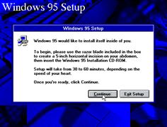 the windows 95 setup is displayed in this screenshot