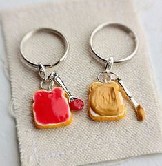 |<none>|3256801104073175 Bff Keychain, Friendship Keychain, Strawberry Jelly, Tanah Liat, Peanut Butter And Jelly, Food Jewelry, Mini Things, Polymer Clay Charms, Cute Keychain