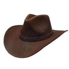 Safari, outback style heavy leather hat for summer and winter season. Excellent sun protection. C-crown with pinched front. Curled up, curved brim, 3.5" wide. Studded leather band. Cotton inner band. 100 % leather. Imported from Mexico. Texas Gold, Hat For Summer, Gold Hats, Western Cowboy Hats, Leather Hat, Western Hats, Leather Hats, Studded Leather, Cowboy Hat