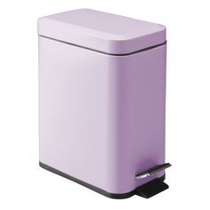 a purple trash can on a white background