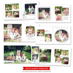 a collage of photos with children's pictures on them and the words, 12x12 album template