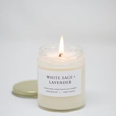 white sage and lavender candle with lid