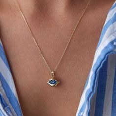 gold evil eye necklace,evil eye necklace, 14k gold evil eye necklace, evil eye necklaces, Turkish eye necklace 14k Rose Gold Fine Jewelry Necklace, 14k Rose Gold Necklace, Style Advice, Fancy Jewellery, Evil Eye Charm, Evil Eye Necklace, Eye Necklace, Jewelry Pouch, Gift Boxes