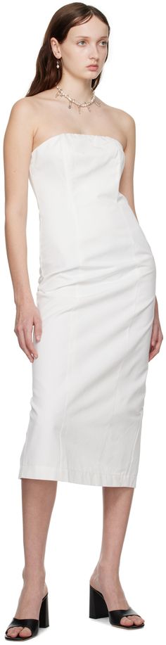 Cotton and polyester-blend ottoman dress. · Paneled construction · Elasticized straight neck · Concealed zip closure at back · Central vent at back hem · Full satin lining Supplier color: White Elegant Fitted Dress With Invisible Zipper, Elegant Midi Dress With Lined Skirt, Elegant Cocktail Dress With Lined Skirt, Elegant White Midi Dress With Back Zipper, Chic Formal Dress With Invisible Zipper, Workwear Midi-length Dress With Lined Skirt, Midi Length Workwear Dresses With Lined Skirt, Workwear Midi Dress With Lined Skirt, Elegant White Dress With Lined Skirt