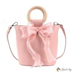 Bird in Bag - Small bags women's bags new days crossbody bags bow handbag bucket bag Pink Party Bucket Bag, Trendy Bow Bags For Everyday Use, Spring Rectangular Bags With Bow, Trendy Bags With Bow For Everyday Use, Trendy Everyday Bag With Bow, Bucket Bag With Detachable Strap As Gift, Trendy Bag With Bow For Everyday Use, Trendy Bags With Bow For Daily Use, Chic Pink Bucket-shape Shoulder Bag