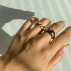 Cute Croissant ring made of stainless steel and 18k gold plated. This ring is lightweight and minimal. Wear it alone for a minimalist look or stack together with other stacking rings. ………………………………….D E T A I L S• Materials: Stainless Steel, 18k gold plating.• Available Size: US 6 (Diameter: 16.5mm), US 7 (Diameter: 17.3mm), US8 (Diameter: 18.2mm)• This product is hypoallergenic, water and tarnish resistant. Crossiant Rings, Modern Gold Wide Band Ring For Everyday, Adjustable Gold Wide Band Ring For Everyday, Gold Stainless Steel Stackable Promise Rings, Everyday Yellow Gold Wide Open Band Ring, Modern Gold Midi Rings In Recycled Gold, Gold Wide Band Ring Tarnish Resistant For Everyday, Gold Midi Rings With Thick Band, Everyday Gold Wide Band Ring, Tarnish Resistant