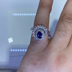 1 Ct Sapphire, 0.75ct Diamonds. Beautiful Piece, Pictures Don’t Do Justice Womens Jewelry Rings, Women Rings, Sapphire, Wedding Rings, White Gold, Women Jewelry, White, Gold, Color