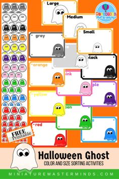 halloween ghost themed printables for kids to use with their name tags and place cards