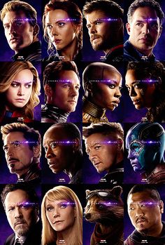 the avengers movie poster with all their characters in purple and black colors, including captain america