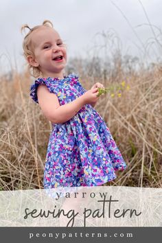 Yarrow by Peony Patterns is a lovely wrap dress with shaped tie closures. It can be sewn sleeveless, with flutter sleeves or with darling mid length sleeves that feature a sweet tie. Options for a full or partial neckline ruffle. The skirt features simple or ruffled styles. Digital PDF pattern for beginners, easy. Fully photographed step by step tutorial. Join our Facebook group for more inspo and advice! Dress For Kids, Sew Easy, Chart Design