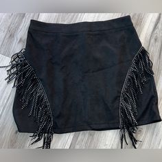 Some Stretch Zip Up Back Size 1x And 2x Available Brand New Fitted Black Bottoms With Rhinestone Fringe, Fitted Mini Skirt With Rhinestone Fringe For Night Out, Rhinestone Mini Skirt, Mini Skirt With Rhinestone Fringe For Night Out, Spring Mini Skirt With Rhinestone Fringe For Night Out, Fitted Black Mini Skirt With Rhinestones, Black Fitted Mini Skirt With Rhinestones, Spring Rhinestone Fringe Mini Skirt For Night Out, Glamorous Black Bottoms With Rhinestone Fringe