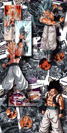 the dragon and gohan collage is shown in this image