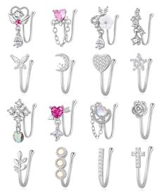 twelve pairs of ear clips with different designs