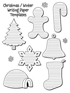 christmas writing paper templates for kids to use in crafts and crafts, including snowflakes