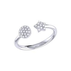 Bring the full moon to your fingers with the Full Moon Star Open Ring. Crafted in 925 Sterling Silver, this ring features 100% natural, genuine diamonds. 0.08 carats of diamonds are used in a micro pave setting. This ring is offered in custom sizes. The ring thickness ranges from 1.9mm to 6mm.The ring is beautifully presented with the inspirational poem 'Dreamer' written by the LMJ founder & CEO.*Note: This piece is handmade on a made-to-order basis. Please allow 2 weeks for delivery. Radiant Diamond Rings, The Full Moon, Radiant Diamond, Pave Setting, Moon Stars, Moon Star, Open Ring, Micro Pave, Star Designs