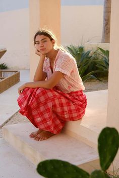 Introducing our audrey skirt made in collaboration between audrey e leary and world of crow. the vibrant red color and the jamdani checks gives the skirt a fun look for your outings and the breathable fabric makes it perfect for your everyday wear.     - red color  - midi-length  - jamdani checks  - hand woven cotton  - sustainably made Audrey Skirt, Jamdani Fabric, Cuban Shirt, Cuban Shirts, Free Yarn, Desert Colors, Weekend Dresses, Handwoven Fabric, Light Pink Color