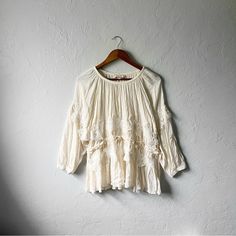 Nwt Eri + Ali Anthropologie Ivory Cream Floral Lagenlook Prairie Cottagecore Boho Lace Guaze Long Sleeve Blouse Medium. Pit To Pit 21” Sleeve Inseam 14” Length 26” Find Style, Lace Blouse Long Sleeve, Lace Long Sleeve, Boho Lace, Anthropologie Top, Sleeve Blouse, Anthropologie, Blouses For Women, Women's Fashion