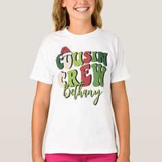 Celebrate the holidays in style with our Personalized Retro Cousin Crew Christmas Matching T-Shirt! This groovy cousin crew tee brings a fun, nostalgic vibe to your family’s holiday festivities. Personalize each shirt with your cousin crew’s names for a unique and memorable Christmas look. Whether you're dressing up for family gatherings or lounging in custom cousin pajamas, this Christmas matching cousin t-shirt is perfect for toddlers, kids, and adults alike.

Made from soft and durable fabric, these family matching shirts are ideal for everything from Christmas morning fun to group photos. With the option to customize each tee, these shirts make fantastic personalized groovy cousin crew gear that everyone will love. They're also great for pairing with Christmas PJs for a coordinated loo Best Friend Matching Shirts, Funny Matching Shirts, Personalized Christmas Shirts, S Names, Family Matching Shirts, Mom And Daughter Matching, Cousin Crew, Christmas Look, Christmas Matching