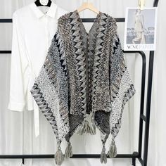 Vacation Casual Knitted Cardigan Capes Women Shawl JacketsLength:60cmWidth:115cm Travel Coat, Blanket Poncho, Pink Blanket, Women Travel, Women Shawl, Winter Tops, Knitted Poncho, Ethnic Style, Knitted Cardigan