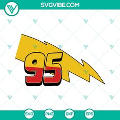 the number 95 with a lightning bolt on it in yellow, red and blue colors