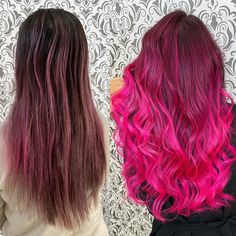 Pink Dimensional Hair, Hot Pink Balayage, Cool Pink Hair, Pink Short Hair, Red Balayage Hair, Girl Hair Drawing