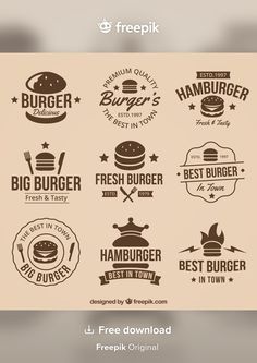 the burger menu is shown with different logos and font options for each type of item